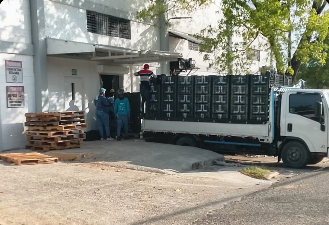 Truck loaded with J.L.A.T.A boxes